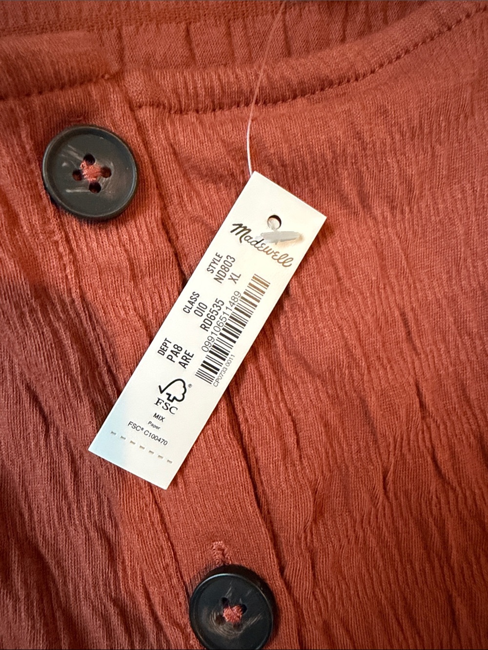 Madewell Rust-Brown front Button - Picture 4 of 4